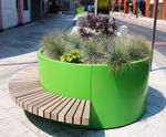 Colourful planters with bench seating for Quality Streets