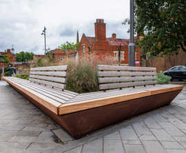 Corten steel and timber planter/benches - Daventry