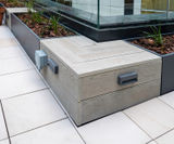 Bespoke steel planters with composite wood seating - 120 Moorgate - on this page
