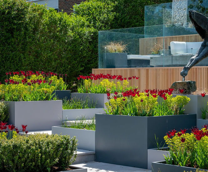 Bespoke powder-coated steel planters