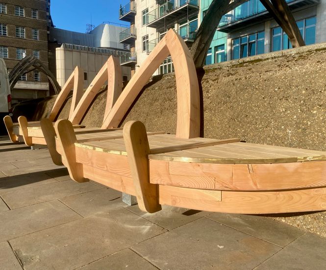 Bespoke boat seating and arches for White Hart Dock