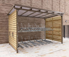 Malford MCS211 - timber-clad semi-enclosed cycle shelter