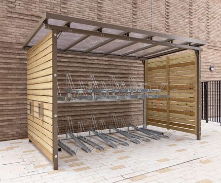 Malford MCS211 - timber-clad semi-enclosed cycle shelter