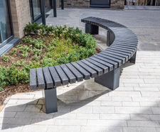 Langley LBN126 - recycled plastic and steel curved bench