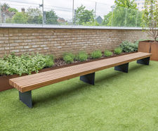 Langley slatted timber top and steel bench - LBN119