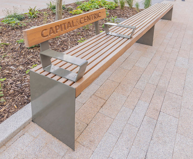 Langley timber-slatted top and steel seat - LST108