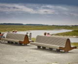 Knokke - recycled plastic and corten steel double-sided outdoor bench - on this page