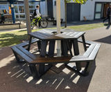 Roma - recycled plastic hexagonal picnic table (seats 12) - on this page