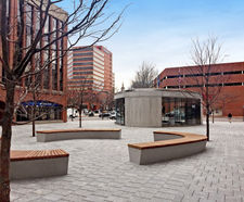 Bespoke curved bench tops - Canal Plaza, Portland