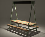 Meet picnic table with solar-powered lighting