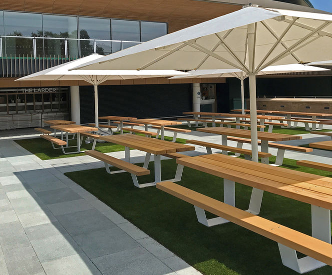 PIK wheelchair-accessible steel and timber picnic table