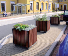 Florium Planter - steel and timber outdoor planter for public spaces