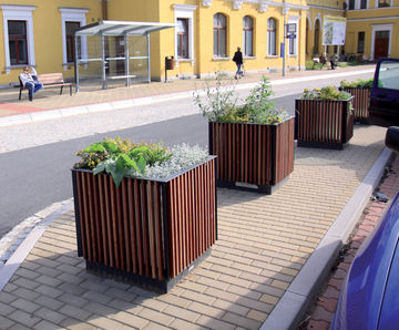 Florium Planter - steel and timber outdoor planter for public spaces