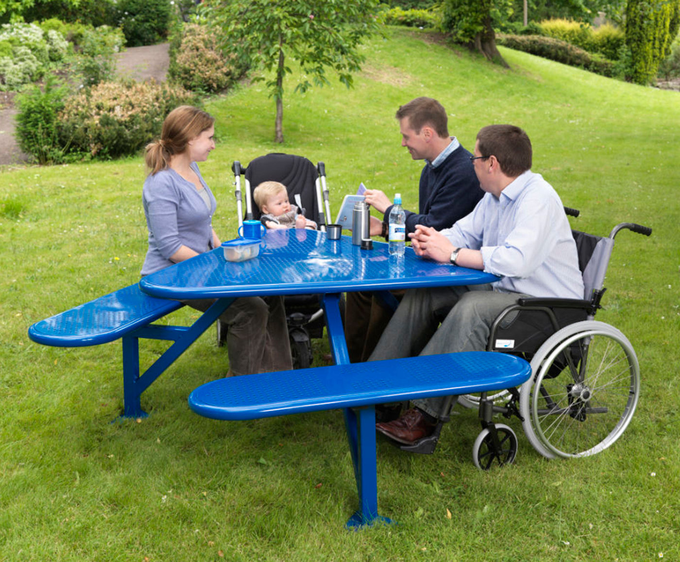 Ranger Tri Table - steel vandal-resistant picnic table and bench