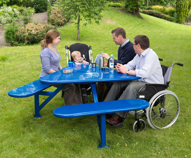 Ranger Tri Table - steel vandal-resistant picnic table and bench