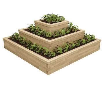 Pyramid layered wooden raised planter