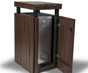 Recycled plastic litter bin with raised top - 100 litre capacity