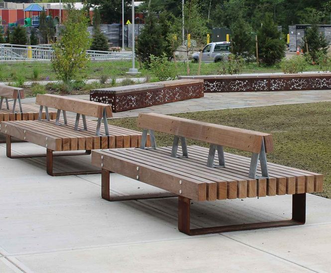 QUAY Double FSC timber and stainless steel seat