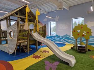 Ark-themed indoor play unit and safety surfacing for SOUL Church
