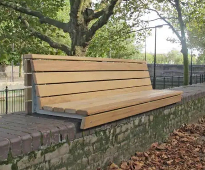 Alta Wall-Top Seating - recycled steel and timber wall-mounted bench