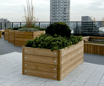 Timber roof terrace planters
