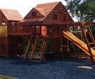 Loose lay rubber surfacing for playgrounds