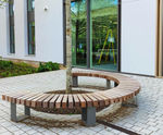 Exeter EX007 Bench - curved contemporary timber outdoor bench