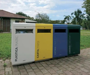 Ecoside - steel wall- or surface-mounted outdoor recycling bin