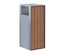 Tee - steel and timber litter bin with flat top and ashtray