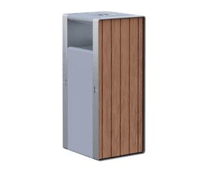 Tee - steel and timber litter bin with flat top and ashtray