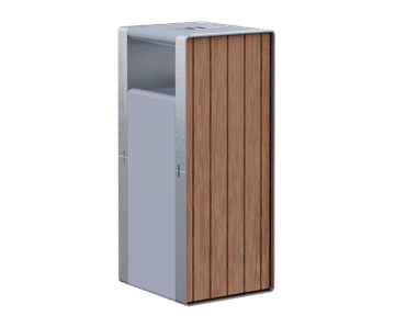 Tee - steel and timber litter bin with flat top and ashtray