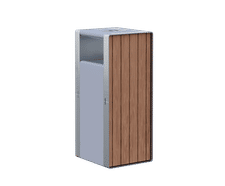 Tee - steel and timber litter bin with flat top and ashtray