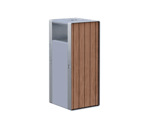Tee - steel and timber litter bin with flat top and ashtray