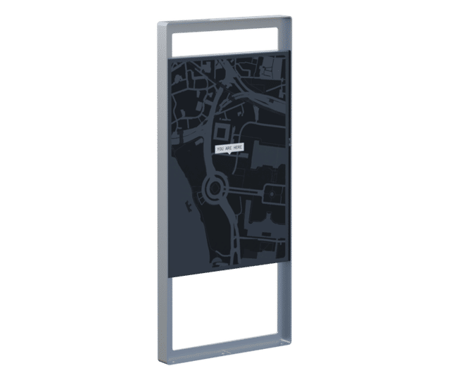 Tee - stainless steel outdoor monolith sign with information insert