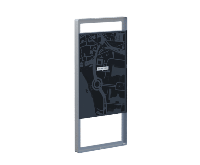 Tee - stainless steel outdoor monolith sign with information insert