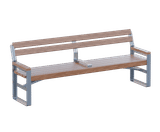 Tee - stainless steel and timber outdoor seat with back and arm rests - on this page