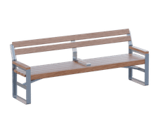 Tee - stainless steel and timber outdoor seat with back and arm rests