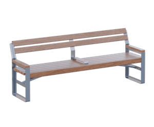 Tee - stainless steel and timber outdoor seat with back and arm rests