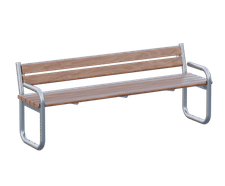 Tubular - stainless steel and timber outdoor bench with back and armrests