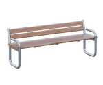 Tubular - stainless steel and timber outdoor bench with back and armrests