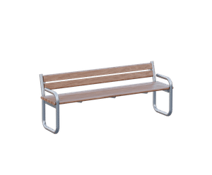 Tubular - stainless steel and timber outdoor bench with back and armrests