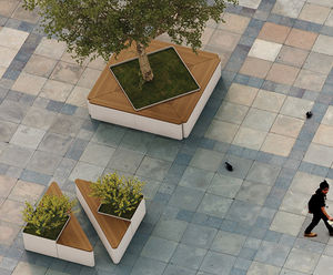 Triangle - steel modular outdoor planter with wood seating