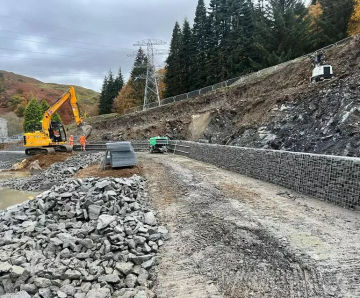 Gabion basket retaining wall facilitates build of new substation