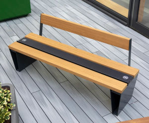 Veeva Sol - smart outdoor bench with solar-powered phone charging