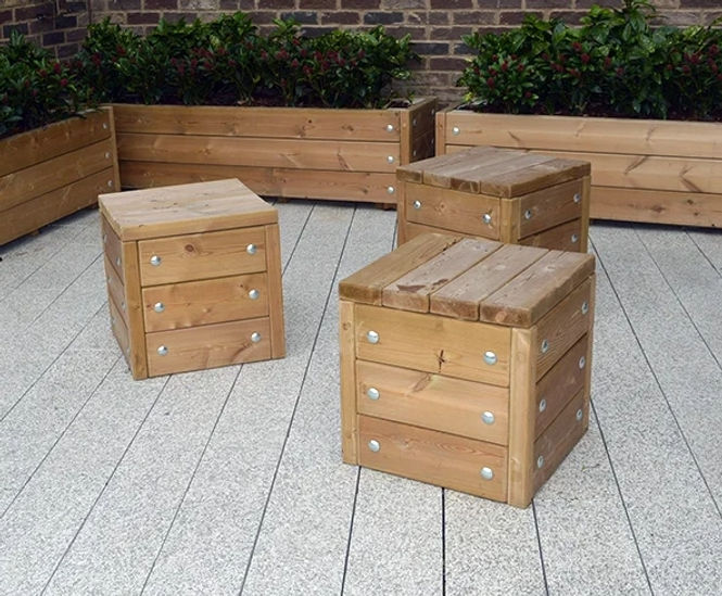 Cube seats in FSC timber Street Design