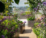Steel planters and durable porcelain terrace surfaces - Nine Elms