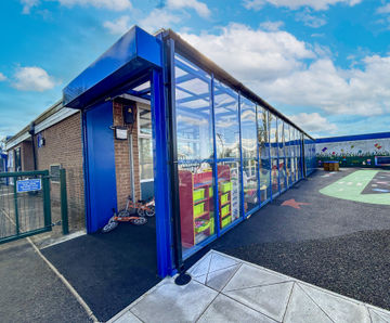 Classroom canopies with roller shutters transform EYFS provision