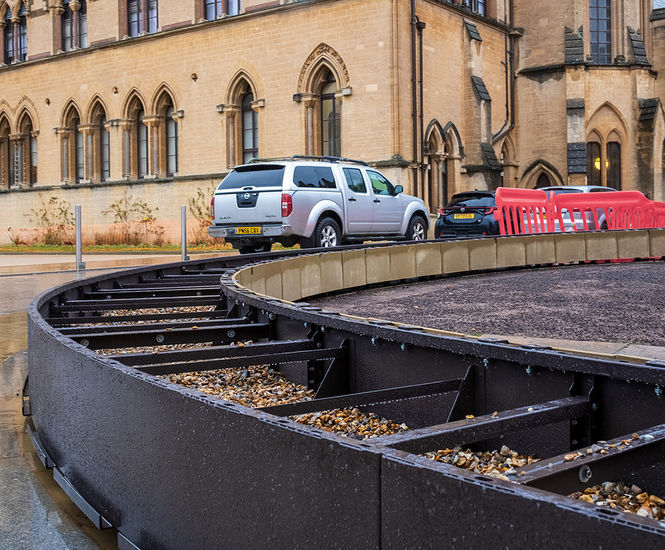 Bespoke stone-clad planter for Reuben College, Oxford University