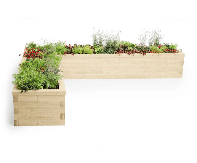 Laggan Planter - L shaped Scots pine outdoor planter