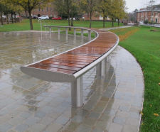 Zenith Horizon curved steel and timber outdoor bench